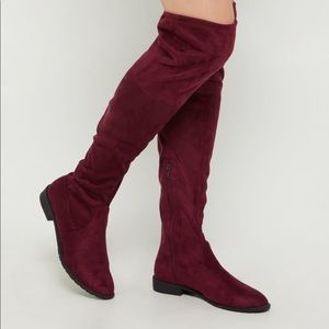 Burgundy Over The Knee Boots | MAKE A OFFER